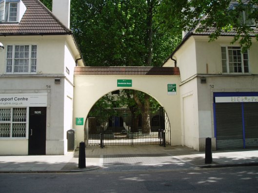 Entrance to Chamberlain House originally intended as the entry to the premium flats