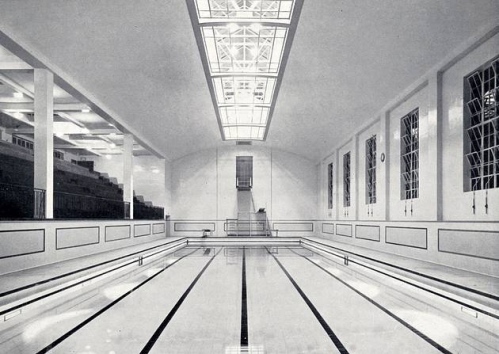The large pool: 100ft by 35ft with underwater floodlighting