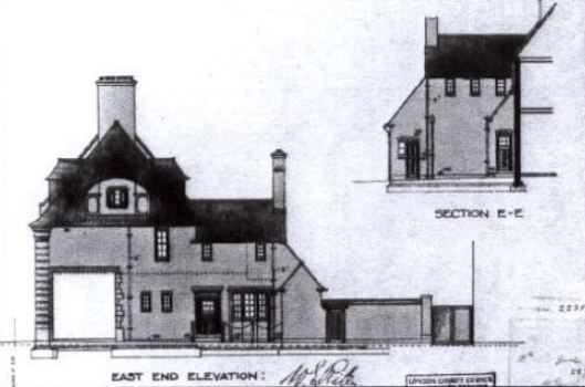 Architect's drawing for the Waltheof Avenue side of Lordship Lane