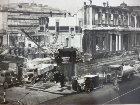 Demolition of the old Town Hall and construction of the new, mid 1930s. Courtesy of Hackney Archives.