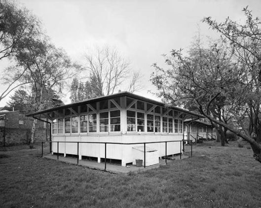 Open-air classroom, Aspen House, with glazing added in fifties © English Heritage