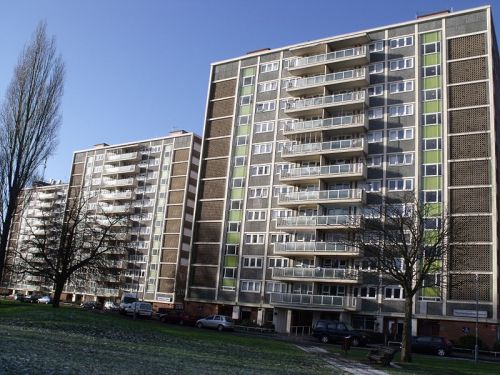 Coppice House, Hollypiece House and Homemeadow House - twelve-storey blocks completed in 1964