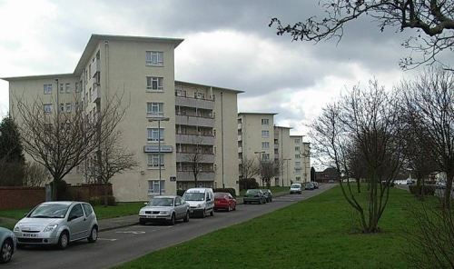 Some of the five Wimpey Y-shaped flats built in the early 1950s along Tile Cross and Shirestone Roads