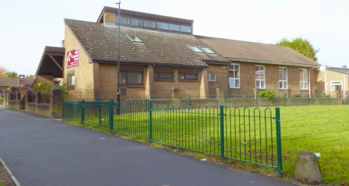 Canley Evangelical Church today, with front extension and original building to the back. (R. Brooker)